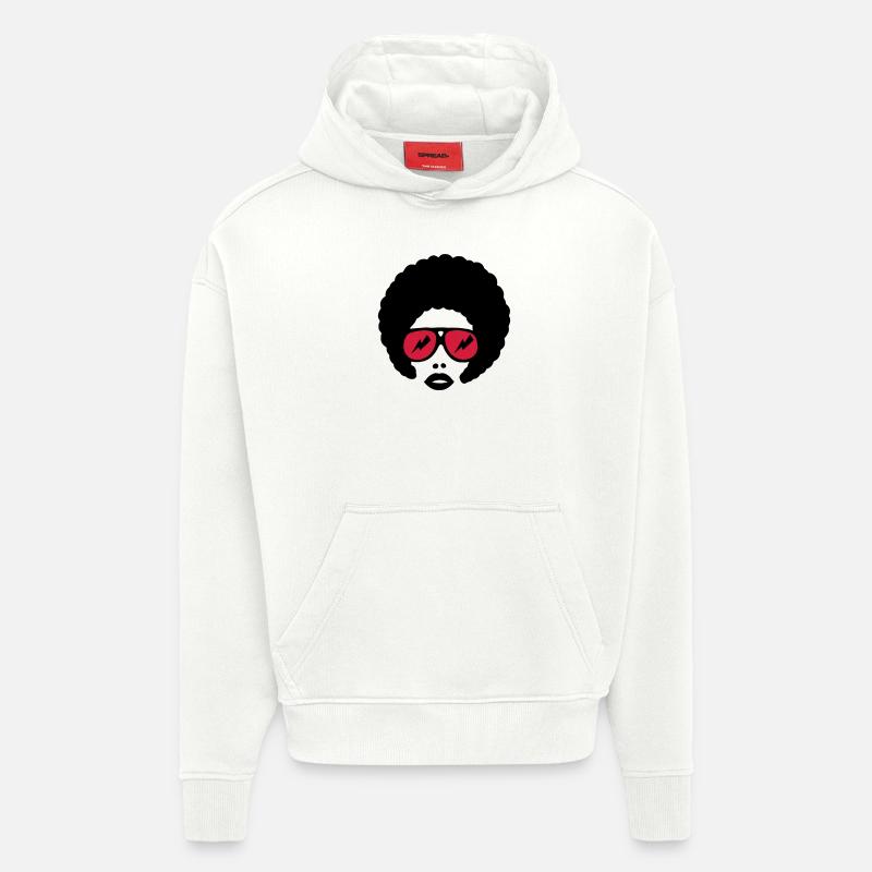 afro girl 2farbig - Sweat à capuche bio épais oversize fabriqué en UE - OFF WHITE