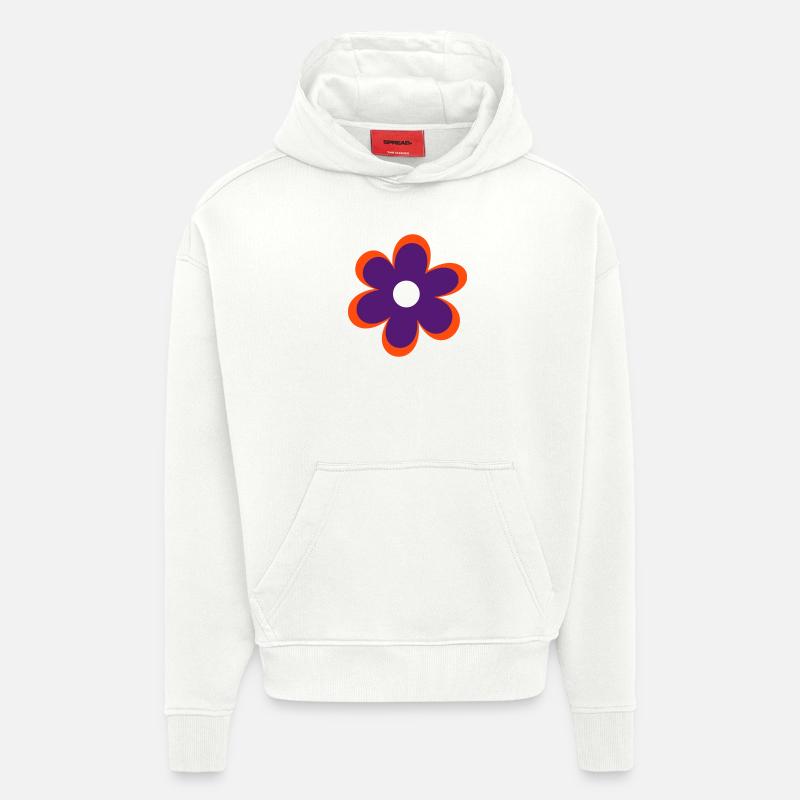 Fleurs - Sweat à capuche bio épais oversize fabriqué en UE - OFF WHITE