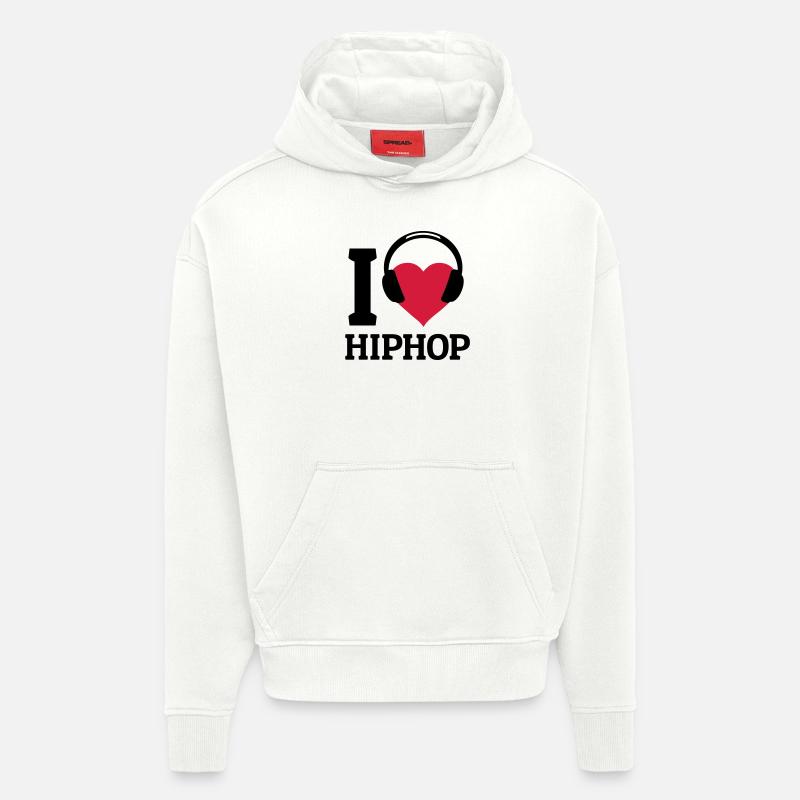 I love Hip Hop - Sweat à capuche bio épais oversize fabriqué en UE - OFF WHITE