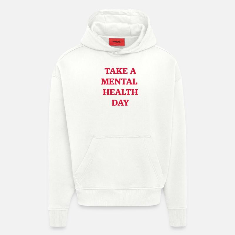 Journée de la santé mentale - Sweat à capuche bio épais oversize fabriqué en UE - OFF WHITE