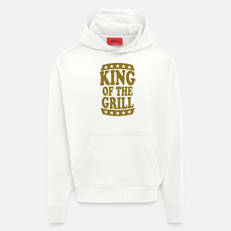 Roi du Logo Grill - Sweat à capuche bio épais oversize fabriqué en UE - OFF WHITE