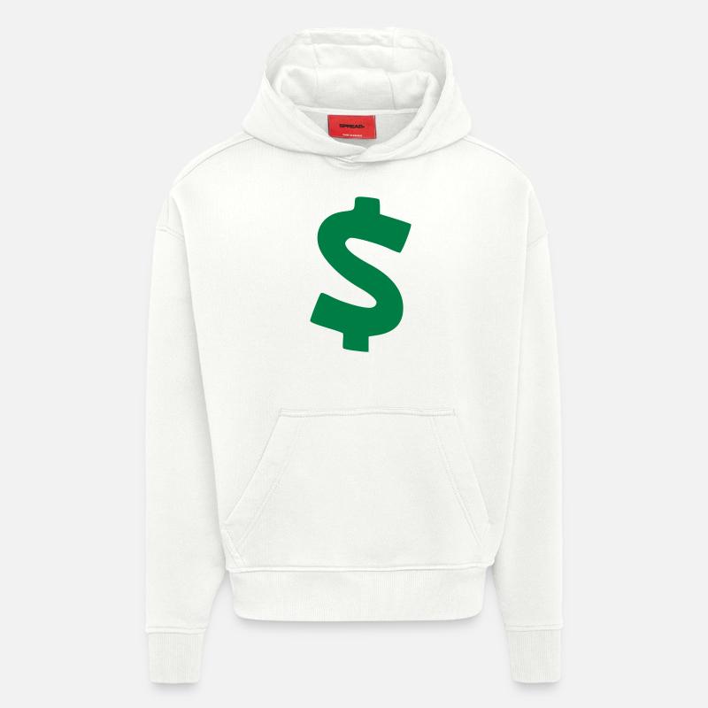 Dollars, $ - Sweat à capuche bio épais oversize fabriqué en UE - OFF WHITE