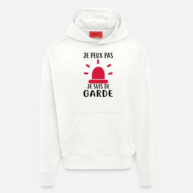 JE SUIS DE GARDE - Sweat à capuche bio épais oversize fabriqué en UE - OFF WHITE
