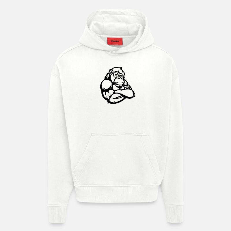 Bande dessinée Gorille - Sweat à capuche bio épais oversize fabriqué en UE - OFF WHITE