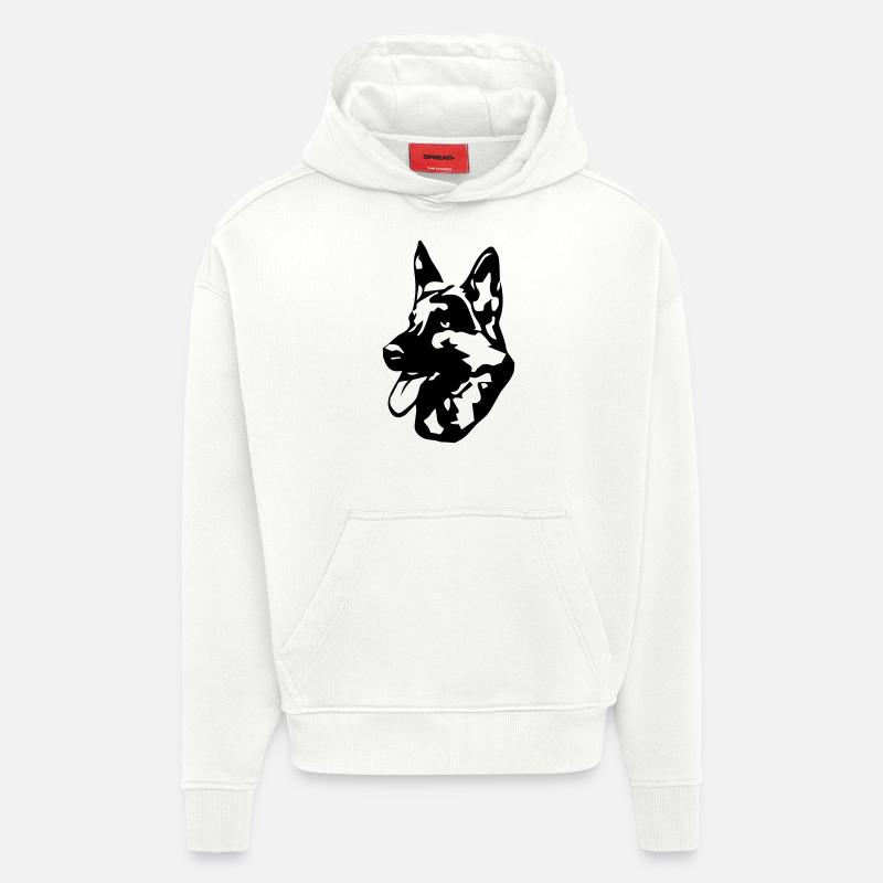 Chien de berger allemand - Sweat à capuche bio épais oversize fabriqué en UE - OFF WHITE