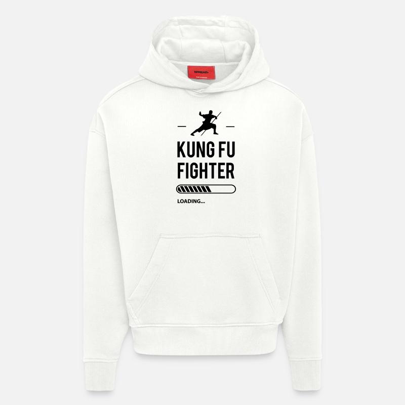 Kung-fu fighter loading - Sweat à capuche bio épais oversize fabriqué en UE - OFF WHITE