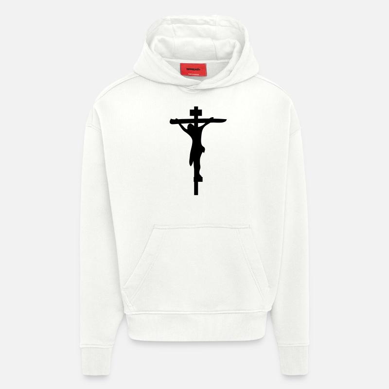 jesus - Sweat à capuche bio épais oversize fabriqué en UE - OFF WHITE