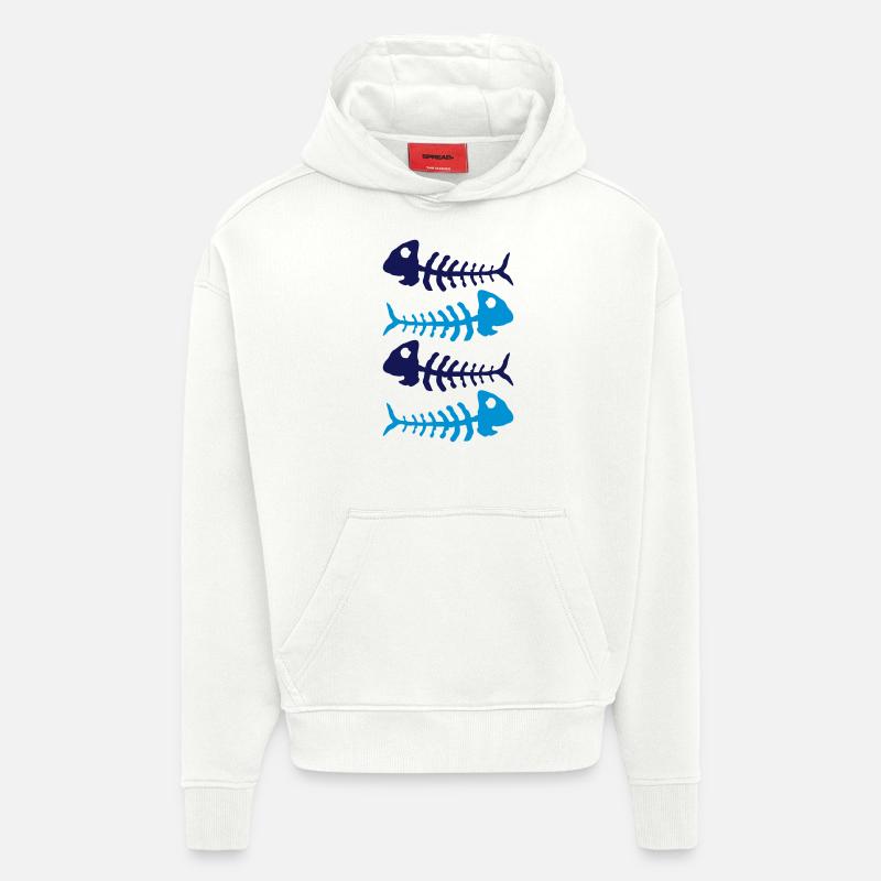 fish_bones_tb2 - Sweat à capuche bio épais oversize fabriqué en UE - OFF WHITE