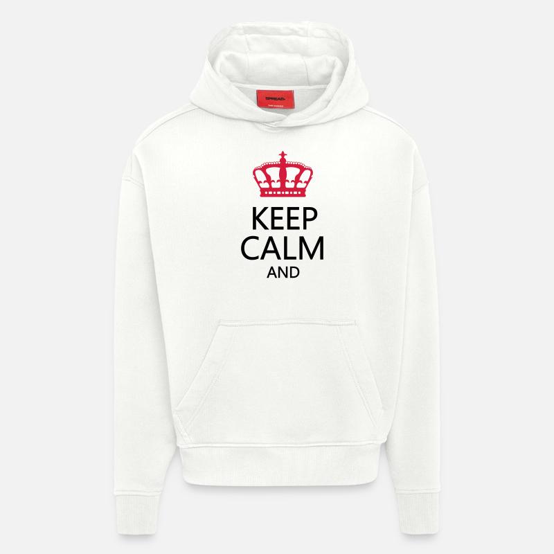 keep_calm2 - Sweat à capuche bio épais oversize fabriqué en UE - OFF WHITE