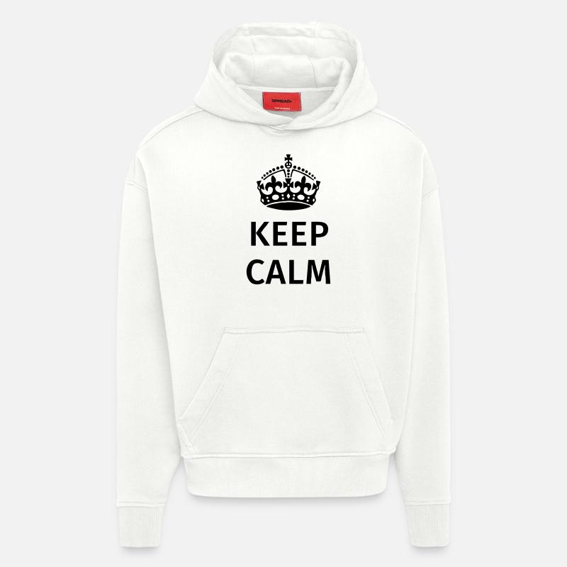 Keep Calm - Sweat à capuche bio épais oversize fabriqué en UE - OFF WHITE