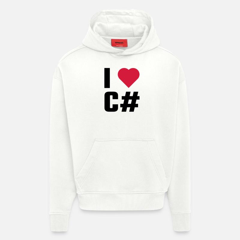 J'aime C # - Sweat à capuche bio épais oversize fabriqué en UE - OFF WHITE