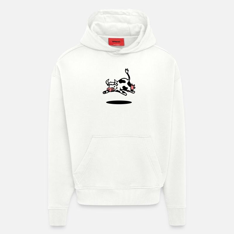 la vache - Sweat à capuche bio épais oversize fabriqué en UE - OFF WHITE