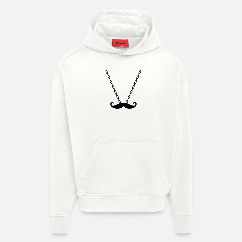 Chaîne avec moustache / moustache - Sweat à capuche bio épais oversize fabriqué en UE - OFF WHITE