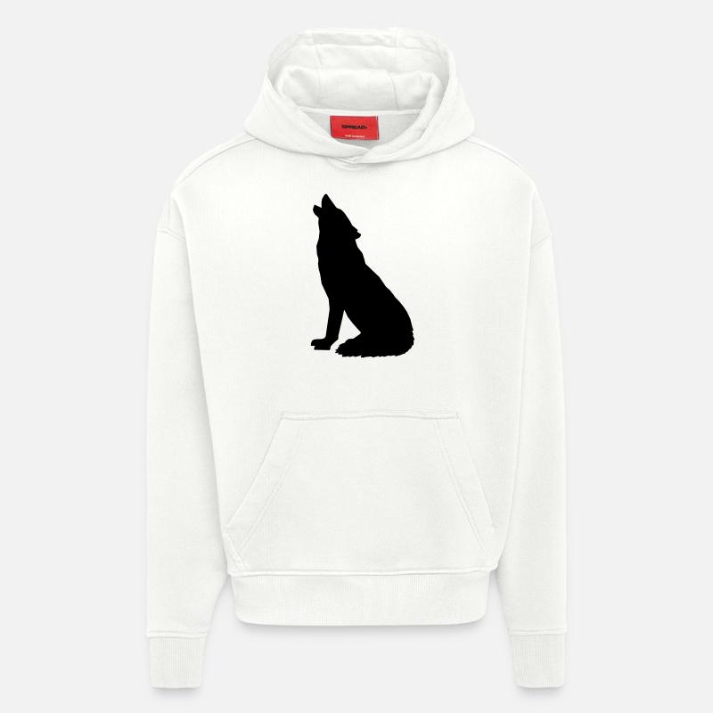 Heulender Wolf sitzend - Hoodie- made by SPREAD  - OFF WHITE