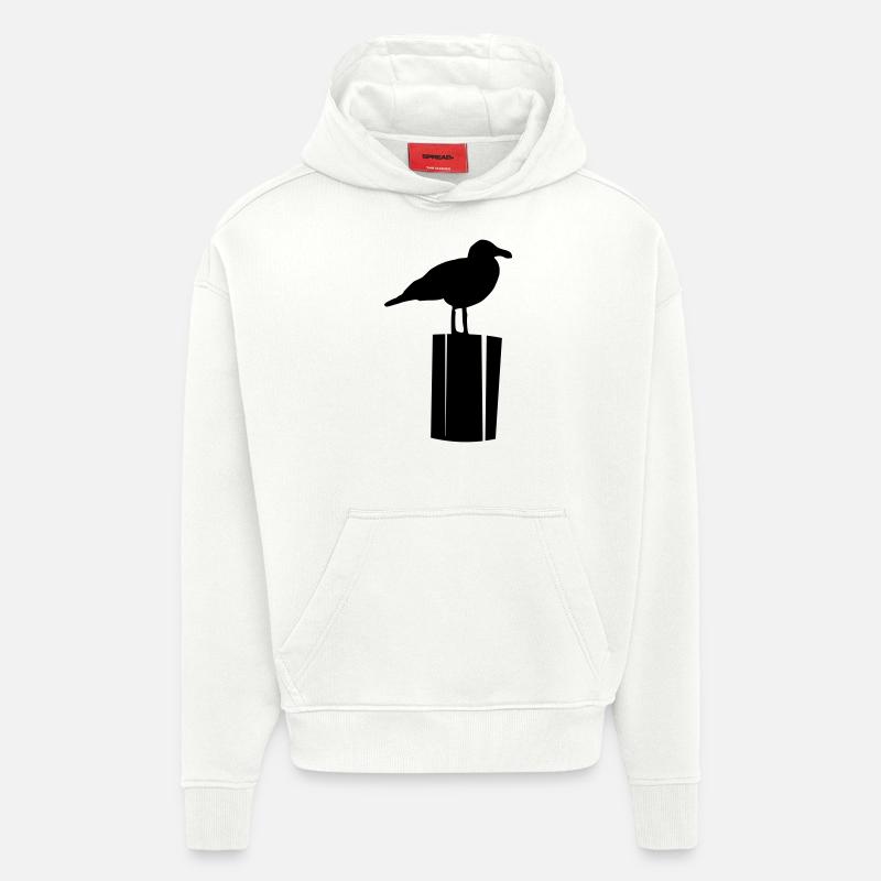 Möwe sitzend - Hoodie- made by SPREAD  - OFF WHITE