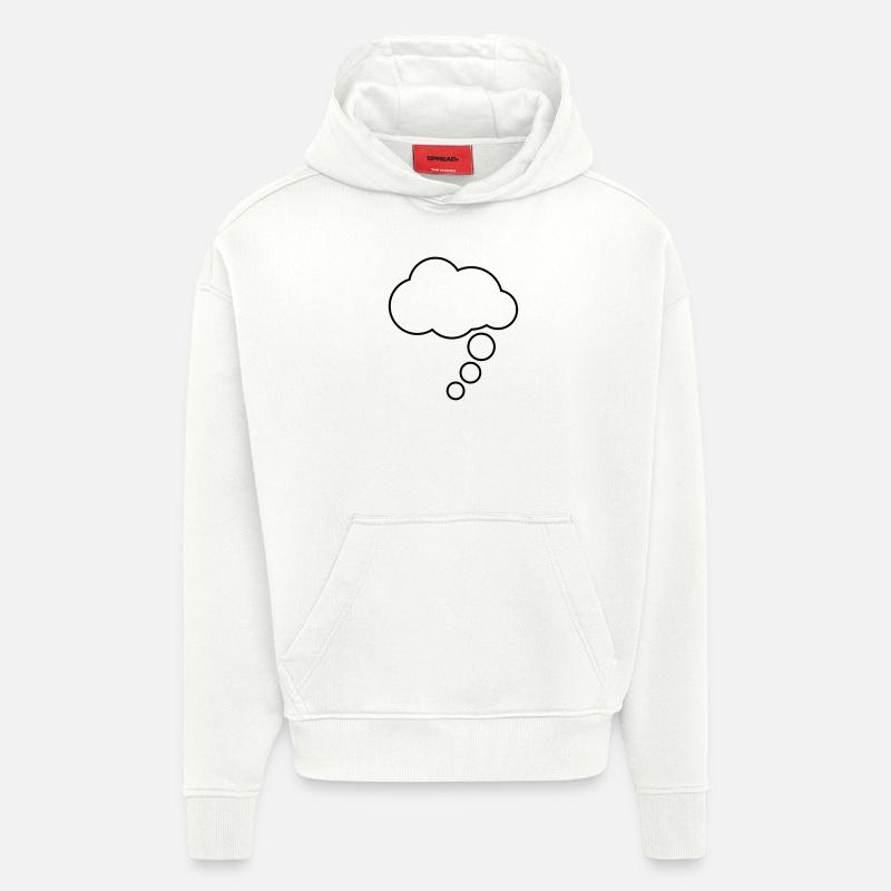 Dessin animé comique Denkblase - Sweat à capuche bio épais oversize fabriqué en UE - OFF WHITE