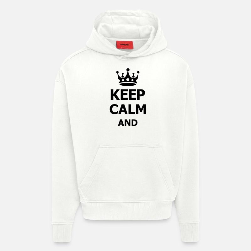 keep calm - Sweat à capuche bio épais oversize fabriqué en UE - OFF WHITE