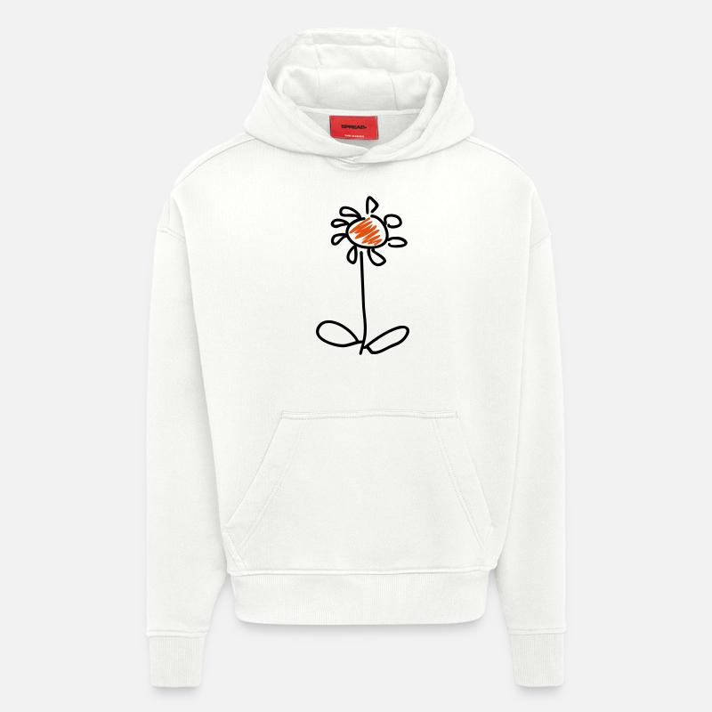 fleur / flower (2c) - Sweat à capuche bio épais oversize fabriqué en UE - OFF WHITE