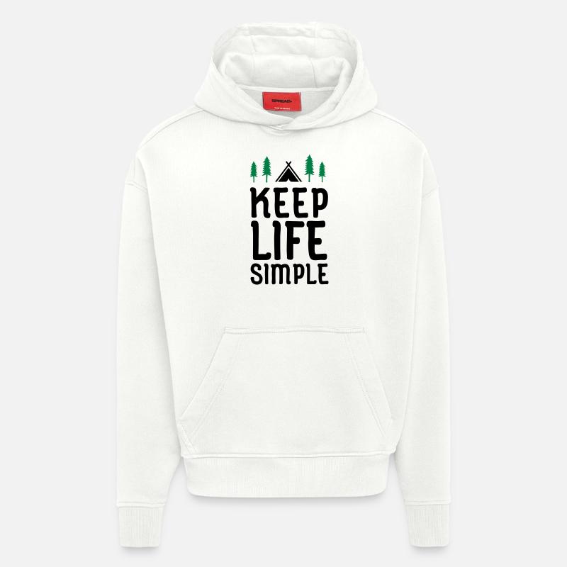 Keep Life Simple - Sweat à capuche bio épais oversize fabriqué en UE - OFF WHITE