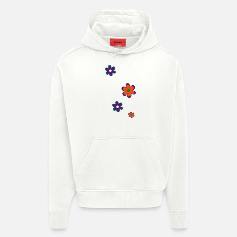 Fleurs - Sweat à capuche bio épais oversize fabriqué en UE - OFF WHITE