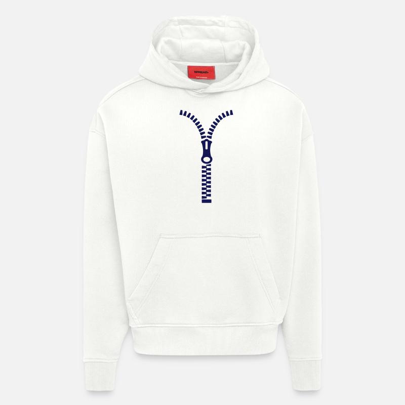 Fermeture-éclair - Sweat à capuche bio épais oversize fabriqué en UE - OFF WHITE