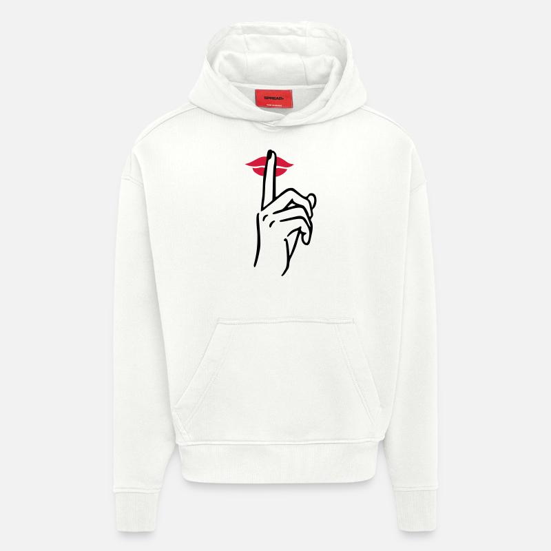 PSSST Mund - Hoodie- made by SPREAD - OFF WHITE