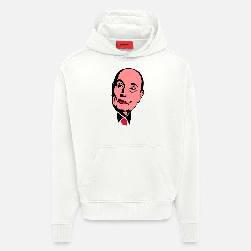 francois mitterrand president leader - Sweat à capuche bio épais oversize fabriqué en UE - OFF WHITE