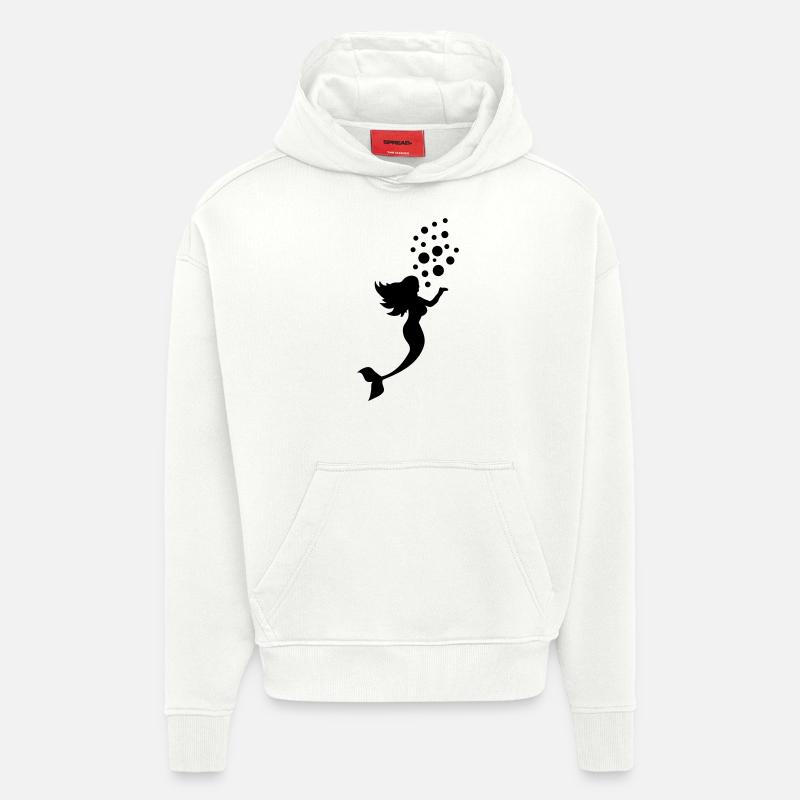 meerjungfrau_silhouette_a1 - Sweat à capuche bio épais oversize fabriqué en UE - OFF WHITE