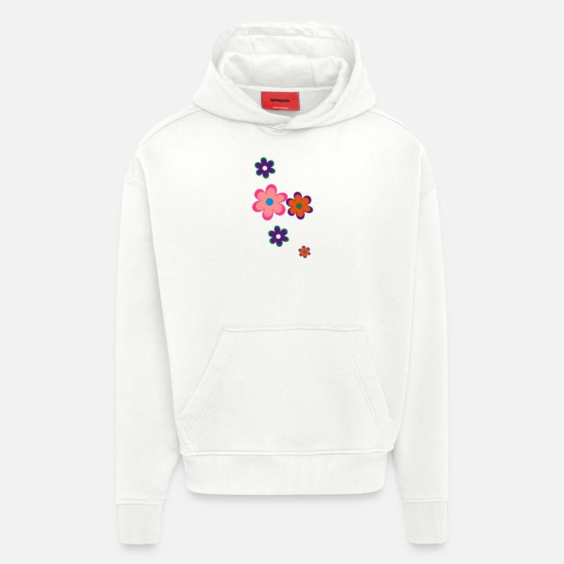 Fleurs - Sweat à capuche bio épais oversize fabriqué en UE - OFF WHITE