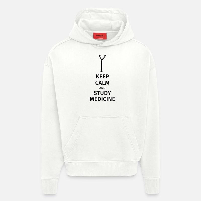 keep calm and study medicine - Sweat à capuche bio épais oversize fabriqué en UE - OFF WHITE