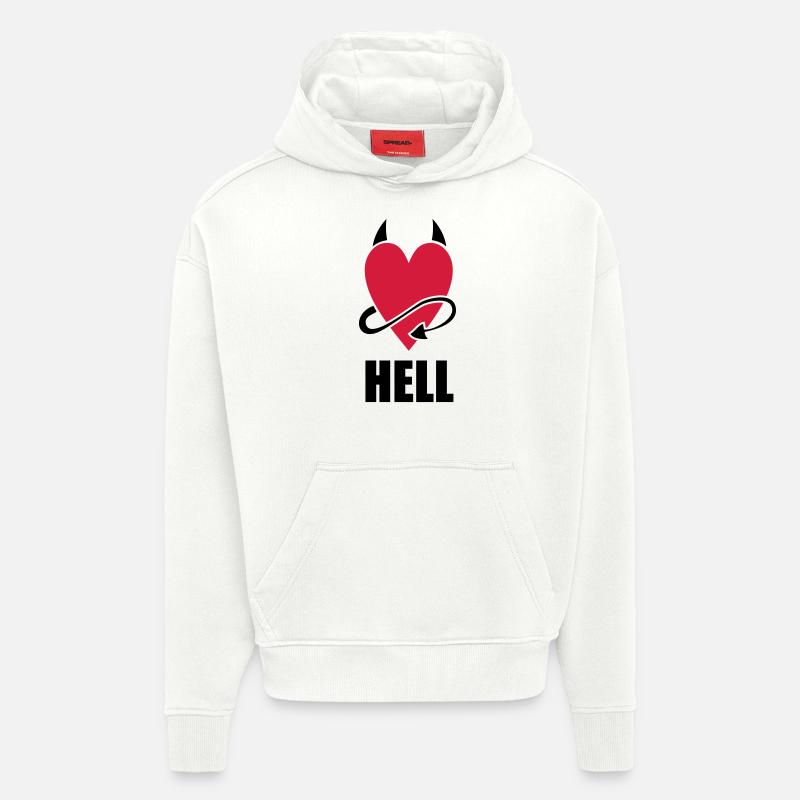 Heart Hell - Sweat à capuche bio épais oversize fabriqué en UE - OFF WHITE