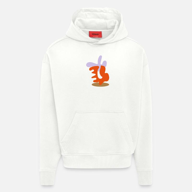 Formes abstraites - Sweat à capuche bio épais oversize fabriqué en UE - OFF WHITE