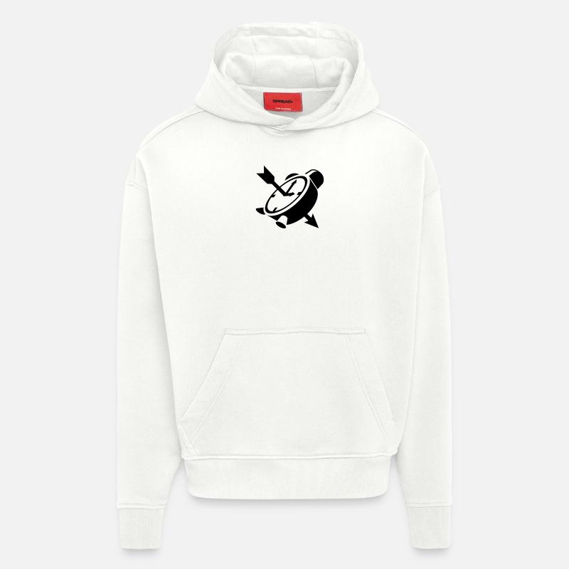 Un réveil avec une flèche - Sweat à capuche bio épais oversize fabriqué en UE - OFF WHITE