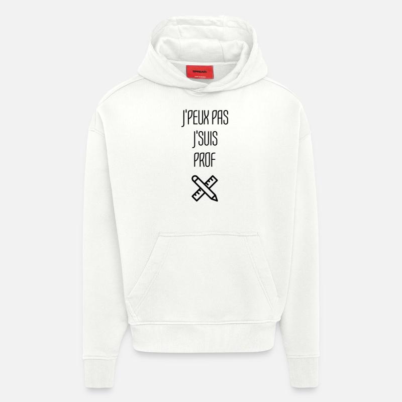 Ecole / Prof / Instit / Professeur / Maîtresse - Sweat à capuche bio épais oversize fabriqué en UE - OFF WHITE