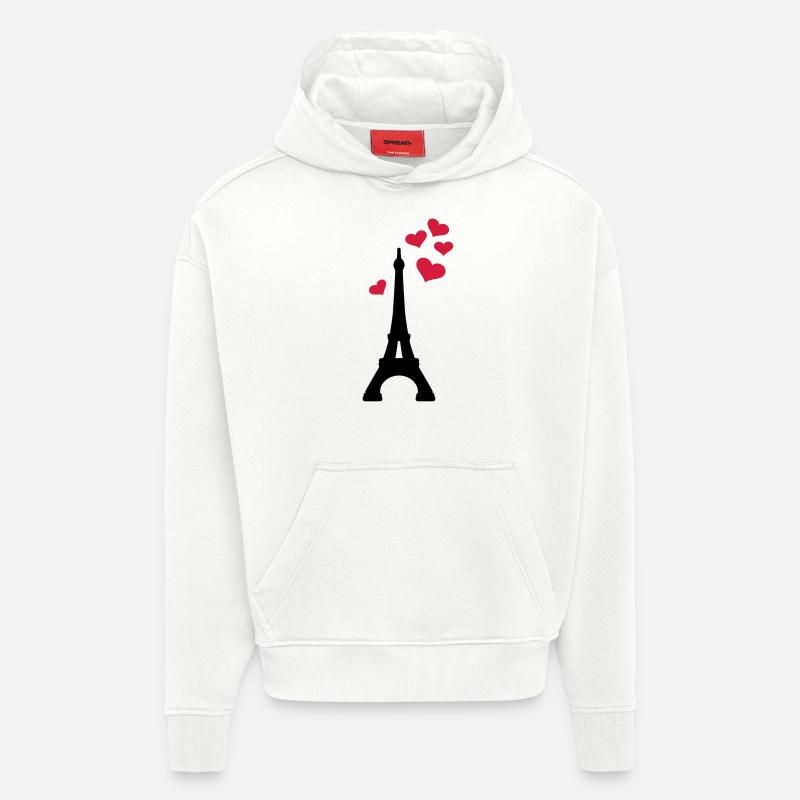 Tour Eiffel Paris - Sweat à capuche bio épais oversize fabriqué en UE - OFF WHITE