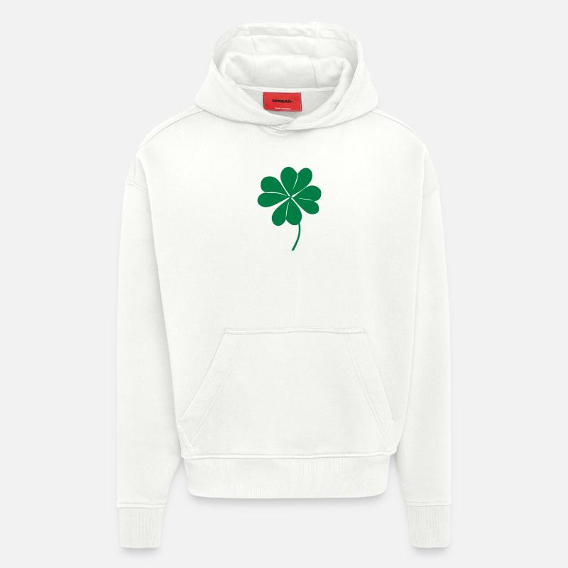 klee mit 4 blaettern - Sweat à capuche bio épais oversize fabriqué en UE - OFF WHITE