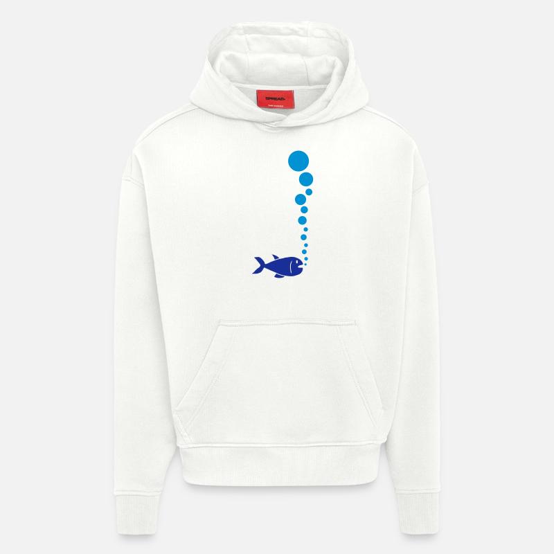 Fish And Bubbles - Sweat à capuche bio épais oversize fabriqué en UE - OFF WHITE