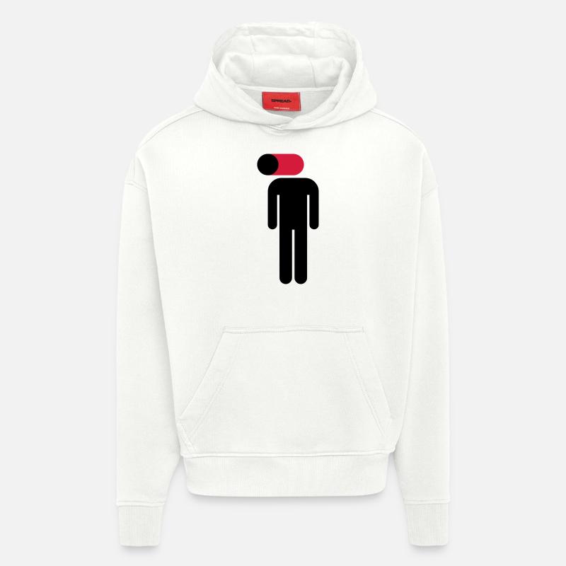 Mobile sur, cerveau désactivé - Sweat à capuche bio épais oversize fabriqué en UE - OFF WHITE