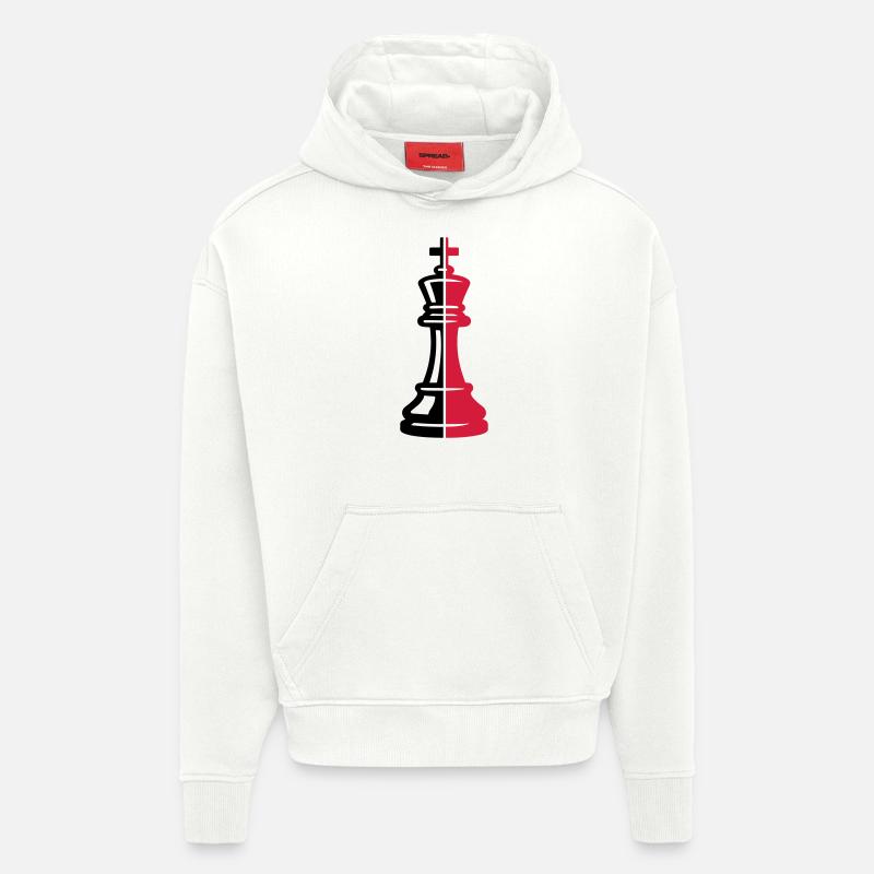Pièce du roi des échecs - Sweat à capuche bio épais oversize fabriqué en UE - OFF WHITE