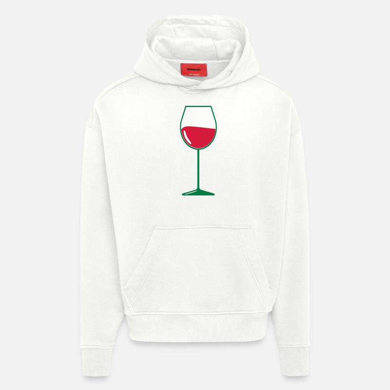 Dans Vino Veritas - Sweat à capuche bio épais oversize fabriqué en UE - OFF WHITE
