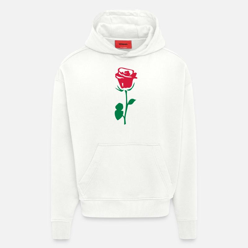 rose fleur 85 - Sweat à capuche bio épais oversize fabriqué en UE - OFF WHITE