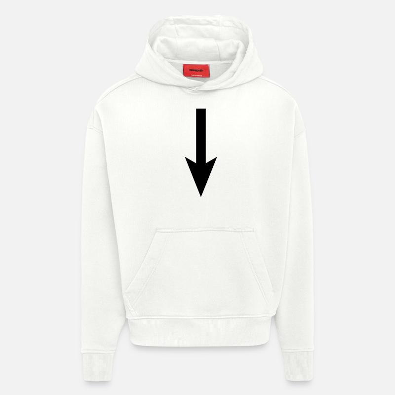 Flèche vers le bas - Sweat à capuche bio épais oversize fabriqué en UE - OFF WHITE