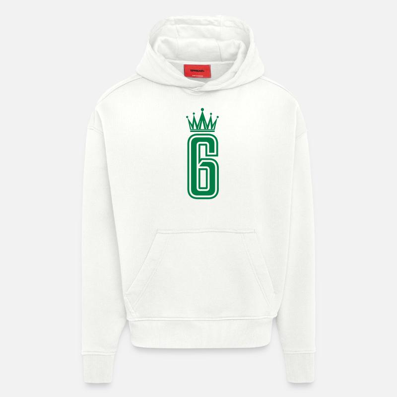 6 couronnes - Sweat à capuche bio épais oversize fabriqué en UE - OFF WHITE