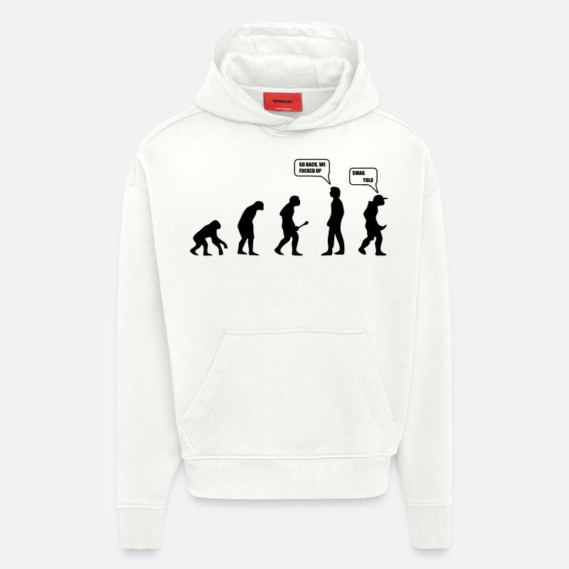 Swag Yolo Evolution - Sweat à capuche bio épais oversize fabriqué en UE - OFF WHITE