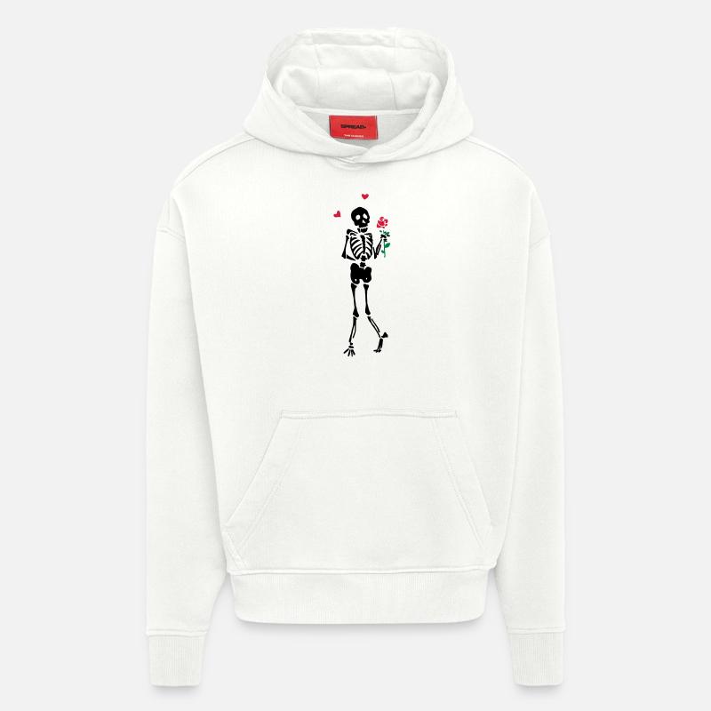 Courting Squelette - Sweat à capuche bio épais oversize fabriqué en UE - OFF WHITE