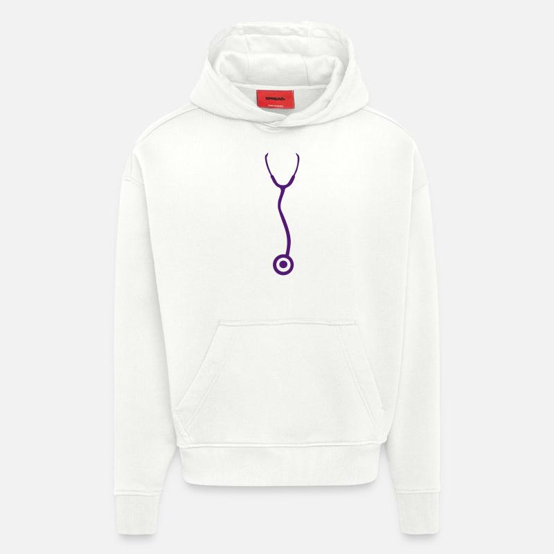 Stéthoscope - Docteur - Médecin - Sweat à capuche bio épais oversize fabriqué en UE - OFF WHITE