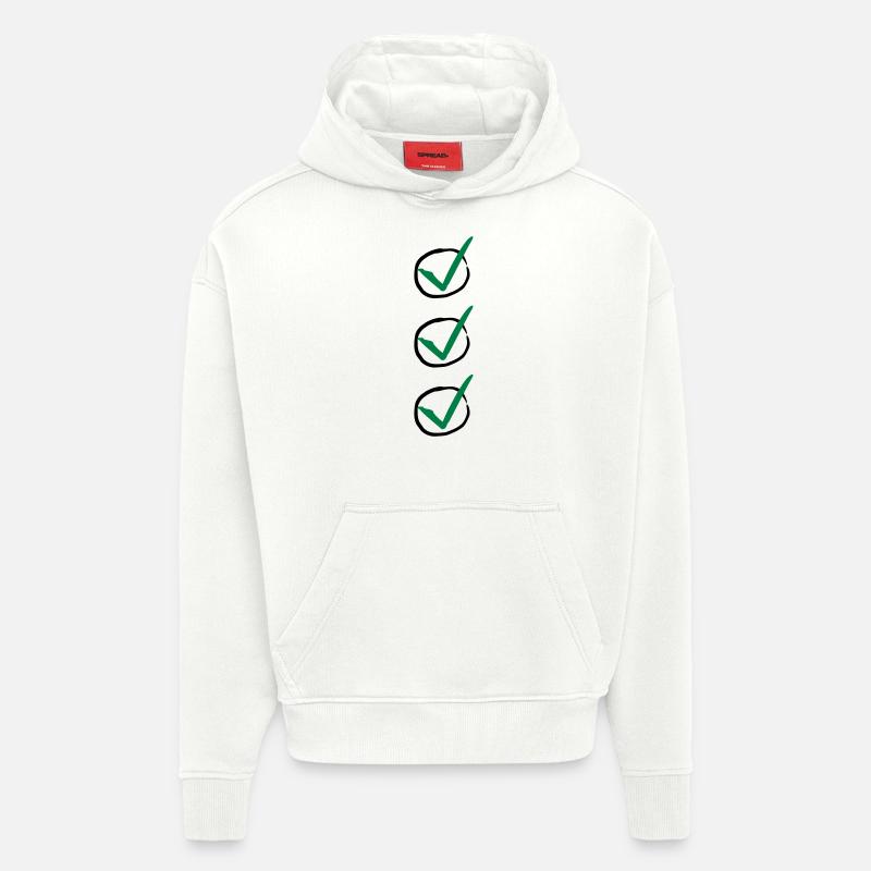 Three Checkmarks - Sweat à capuche bio épais oversize fabriqué en UE - OFF WHITE