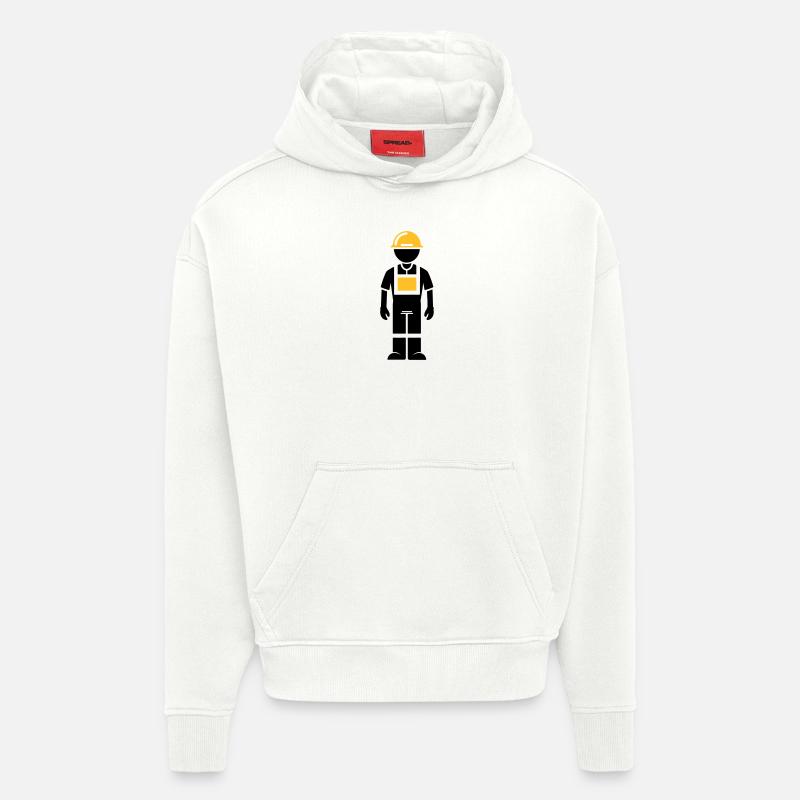 Ouvrier du bâtiment - Sweat à capuche bio épais oversize fabriqué en UE - OFF WHITE