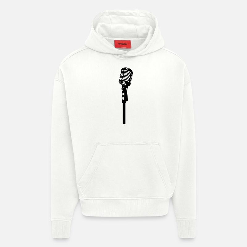Oldschool Microphone - Sweat à capuche bio épais oversize fabriqué en UE - OFF WHITE