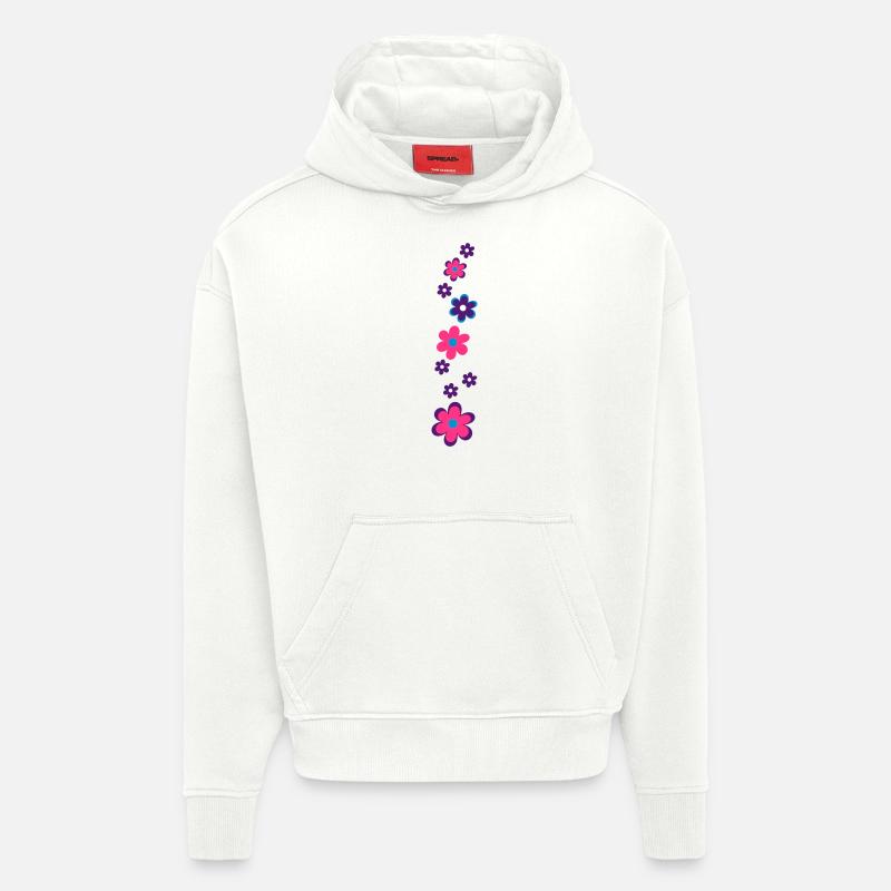 Fleurs - Sweat à capuche bio épais oversize fabriqué en UE - OFF WHITE